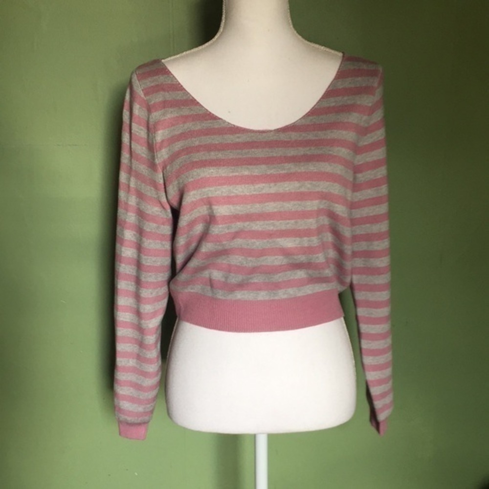 FREE PEOPLE mauve and grey long sleeved pullover